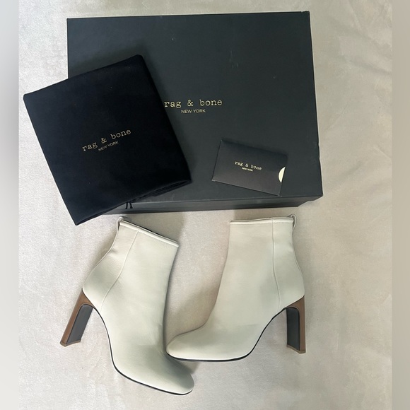 NIB: RAG & BONE Leather Ellis Boot/Booties in Ivory White, Size 6.5 (36.5 EU) - Picture 4 of 15